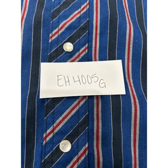 Rustler Mens Blue Red Striped Western Shirt Pearl Buttons Long Sleeve Sz XL - Picture 7 of 8